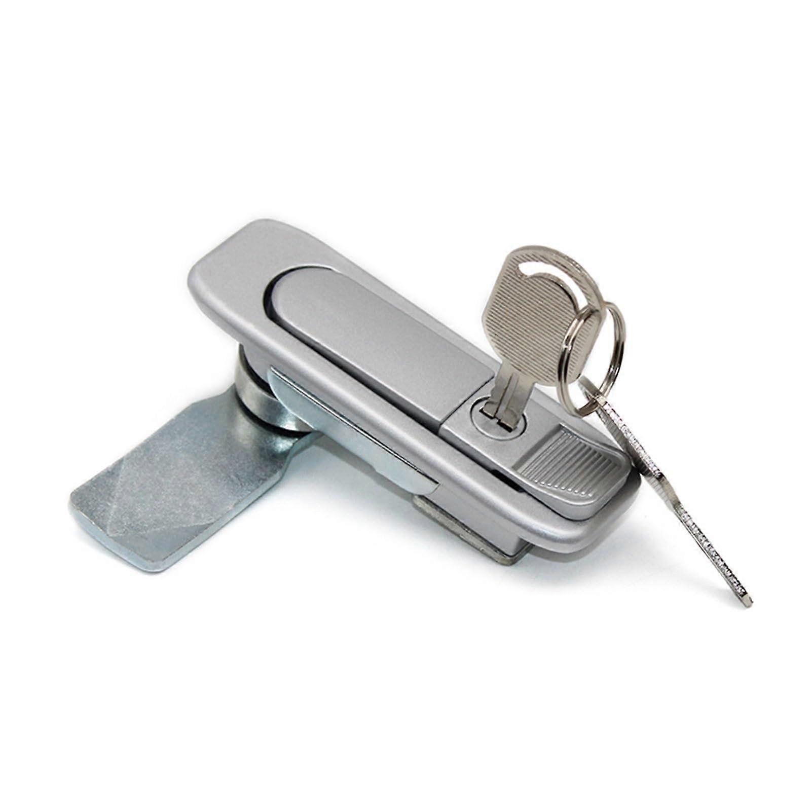 Electric Cabinet Lock with Button Bounce Handle for Power Distribution Box, Durable Control Cabinet Door Lock Silver 1 Pack