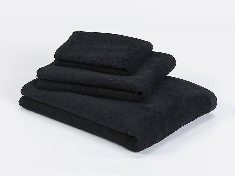 Black 3 Piece Towel Set for Bathroom and Gym, StainHiding Color, Multipurpose Use