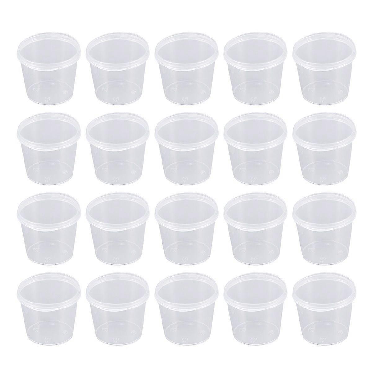 50PCS 25ml Gobelets en plastique jetables Récipient de portion transparent avec couvercles pour sauce mousse de yaourt à la gelée