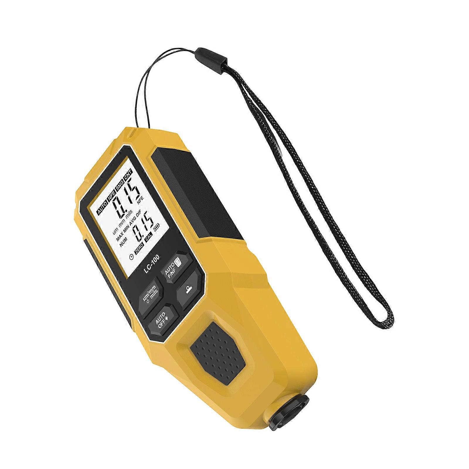 Coating Thickness Gauges Paint Mil Thickness Meter Including Data Memory and Analysis Function LCD Display  Yellow