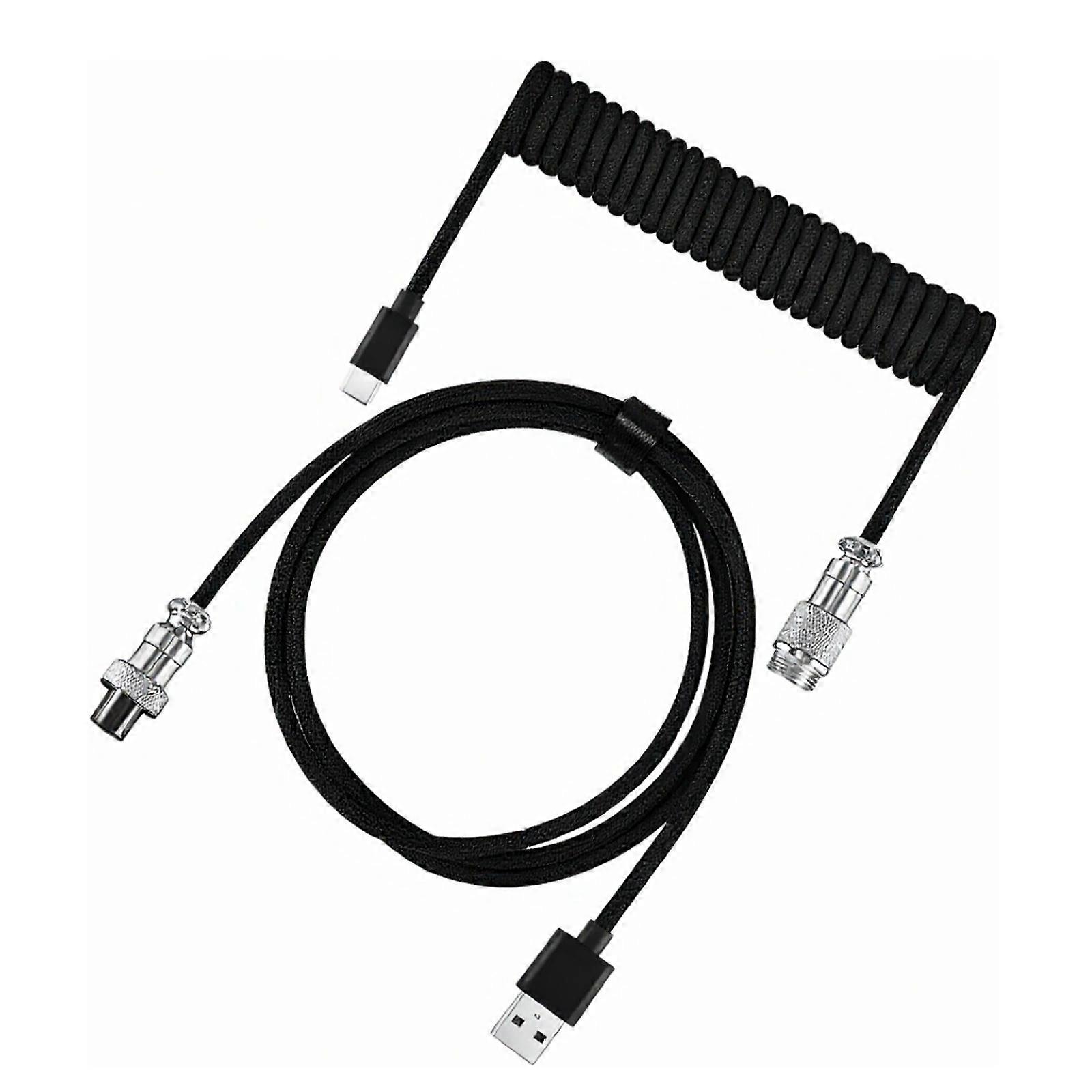 Mechanical Keyboard Coiled Cable USB Type C Mechanical Keyboard Aviator Desktop Computer Aviation Connector Cord Max 3M
