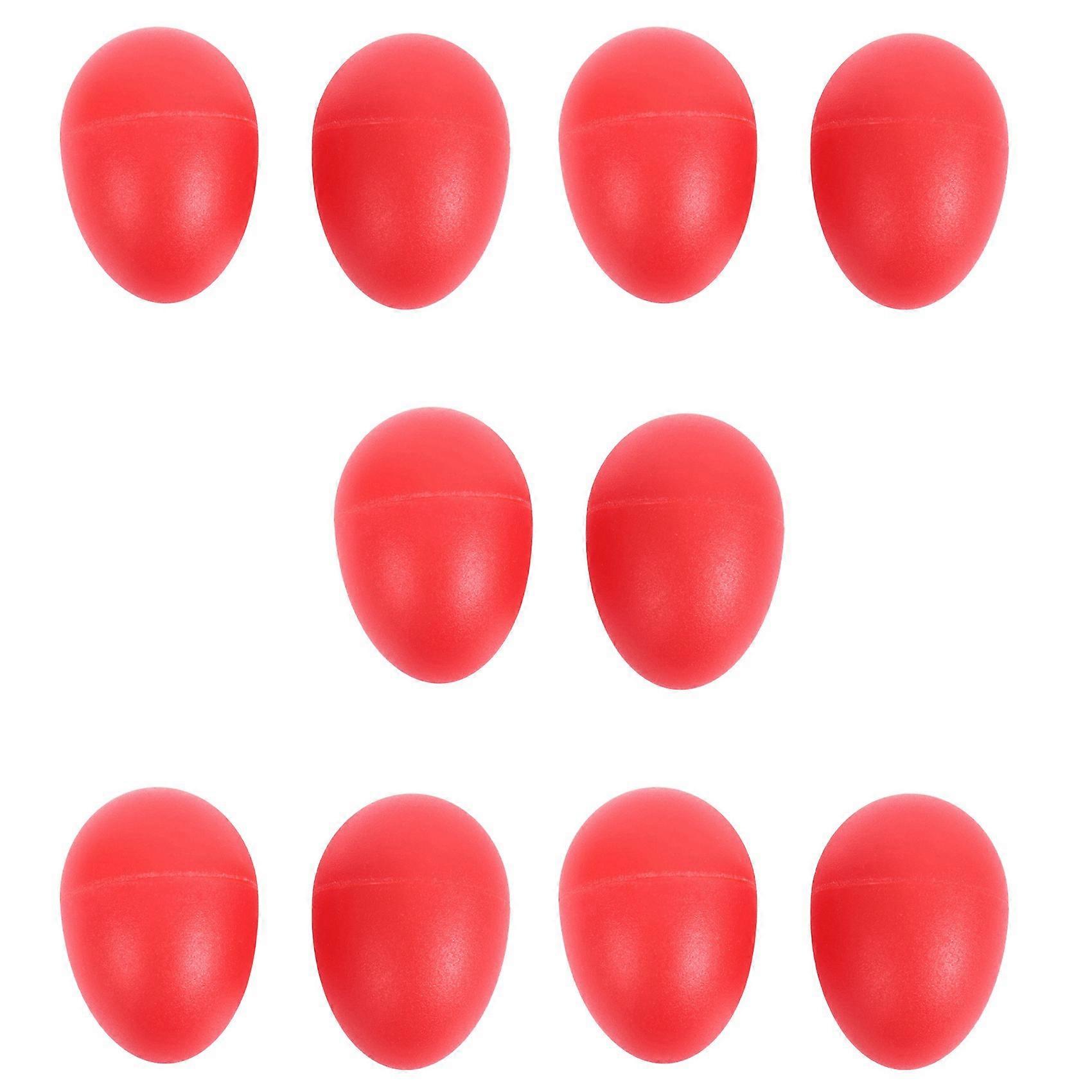 5 Pair Plastic Percussion Musical Egg Maracas Shakers Red