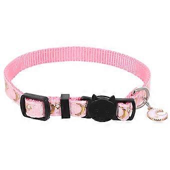 Cat Safety Collar Moons and Stars Pattern for Pet with Pendant