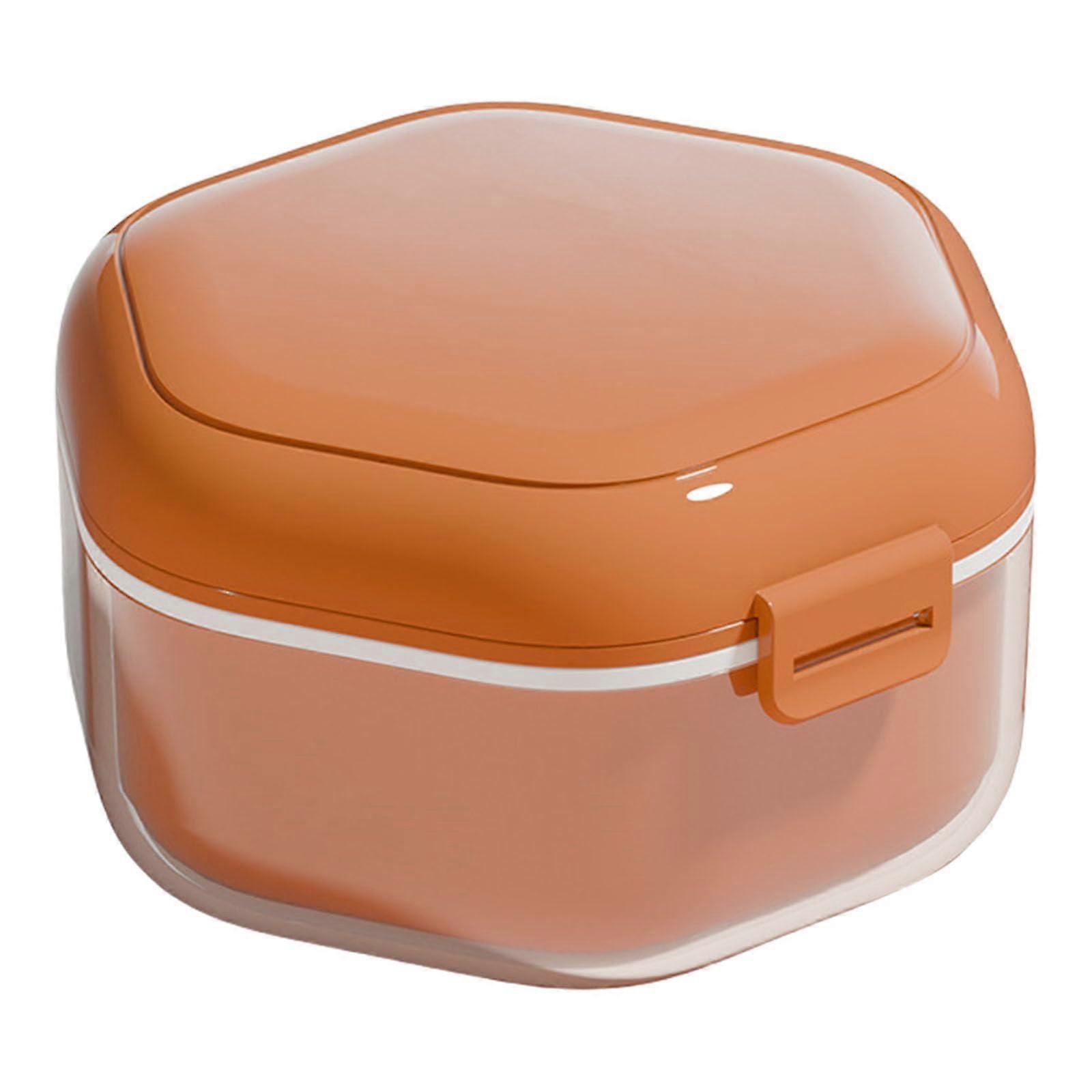 Denture Bath Box Retainer Case with Strainer Hygienic Ventilated Design MultiColor Travel Friendly
