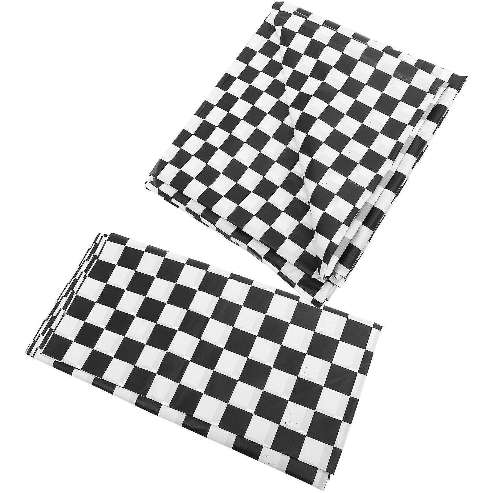 Checkered Tablecloth Plastic for Decoration 2Pcs Rectangular Table Covers for Parties