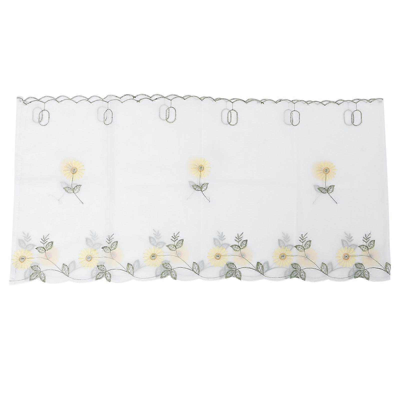 Kitchen Curtain with Daisy Pattern Short Window Curtain 8Pcs