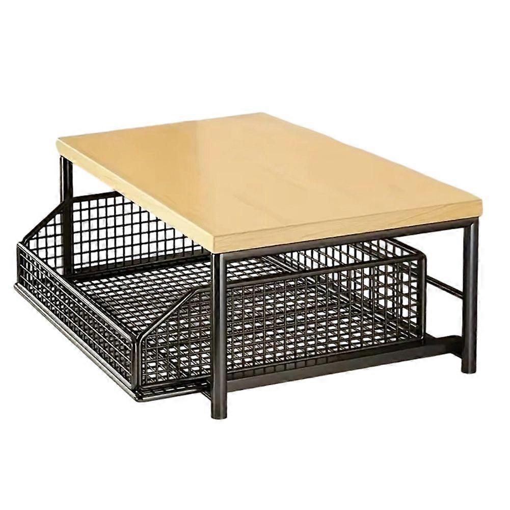 Kitchen Microwave Rack Storage Rack - Sturdy Solid Wood and Metal Structure, Space-Saving Counterto