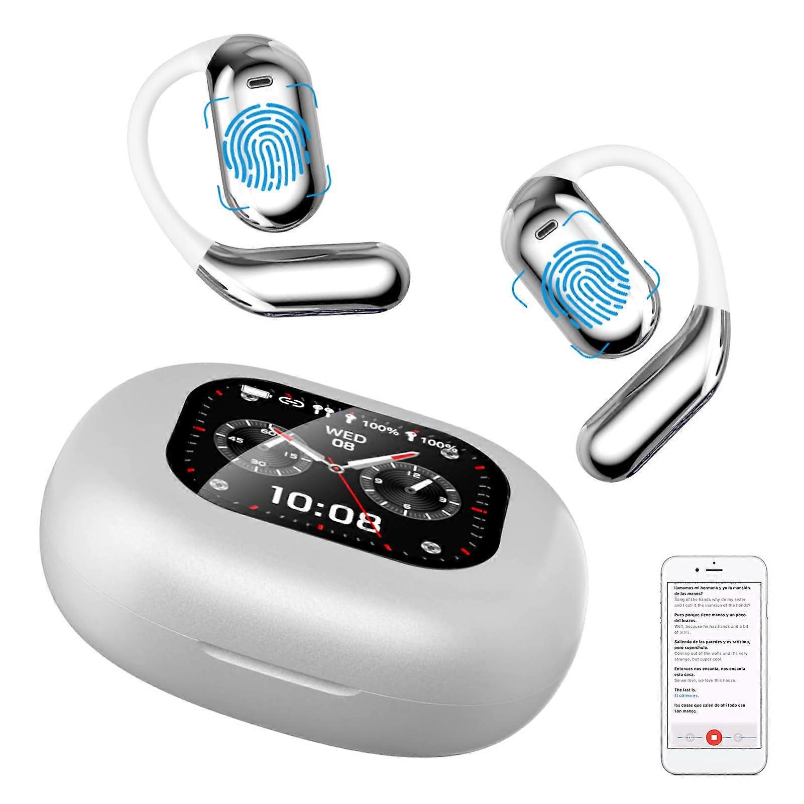 AI Translation Earbuds with LCD Touch Screen, 144 Languages Wireless Bluetooth Noise Cancelling