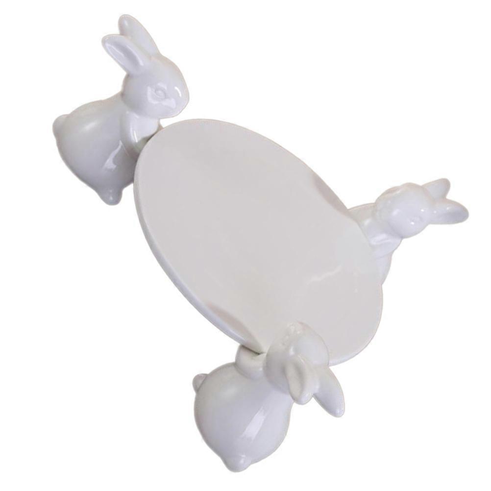 White Ceramic Rabbit Cake Plate for Storage 1Pcs Bunny Design Dish