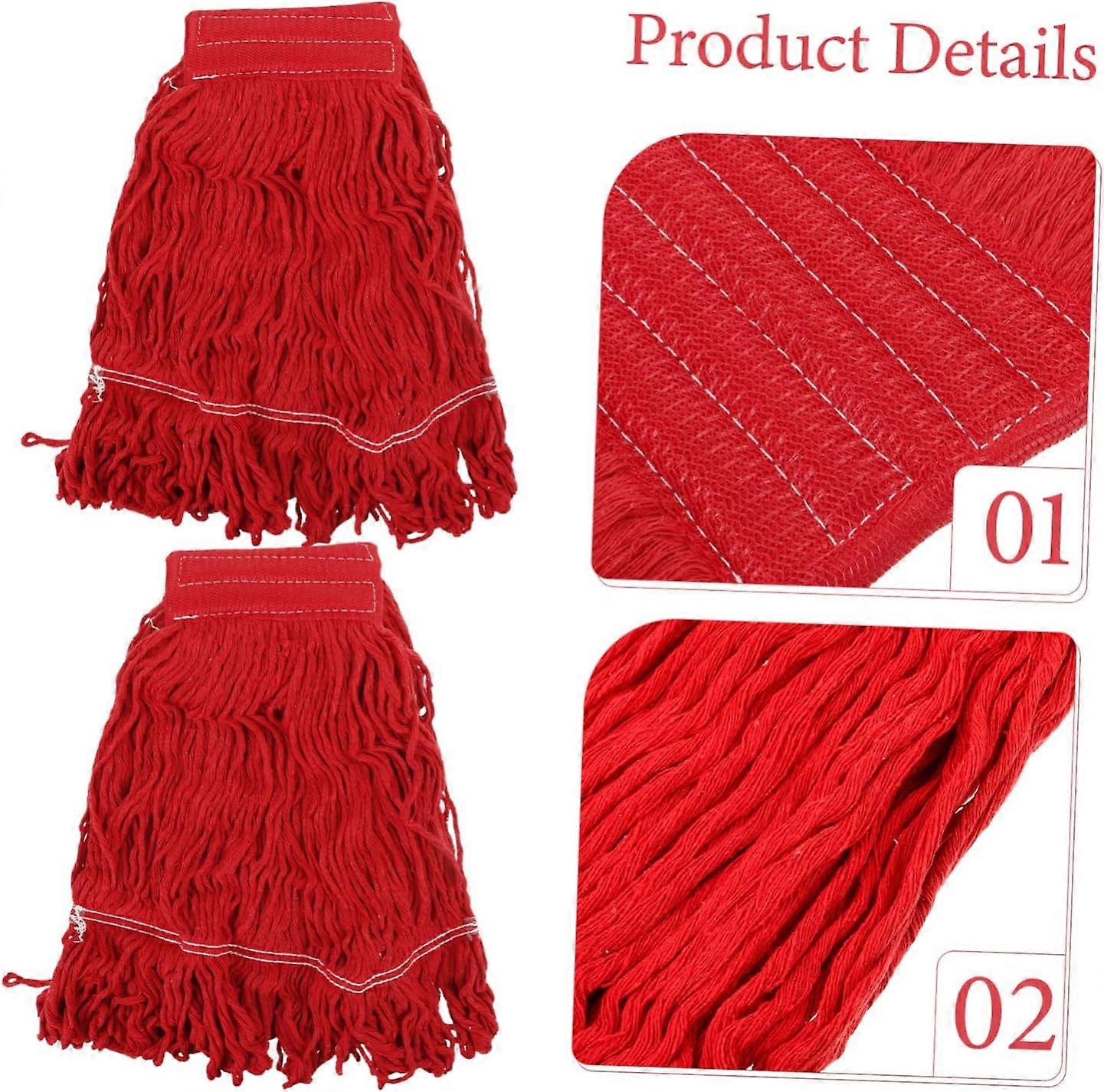 Industrial Mop Head Replacement Heavy Duty  Absorption Cotton Polyester Washable Red 1pc