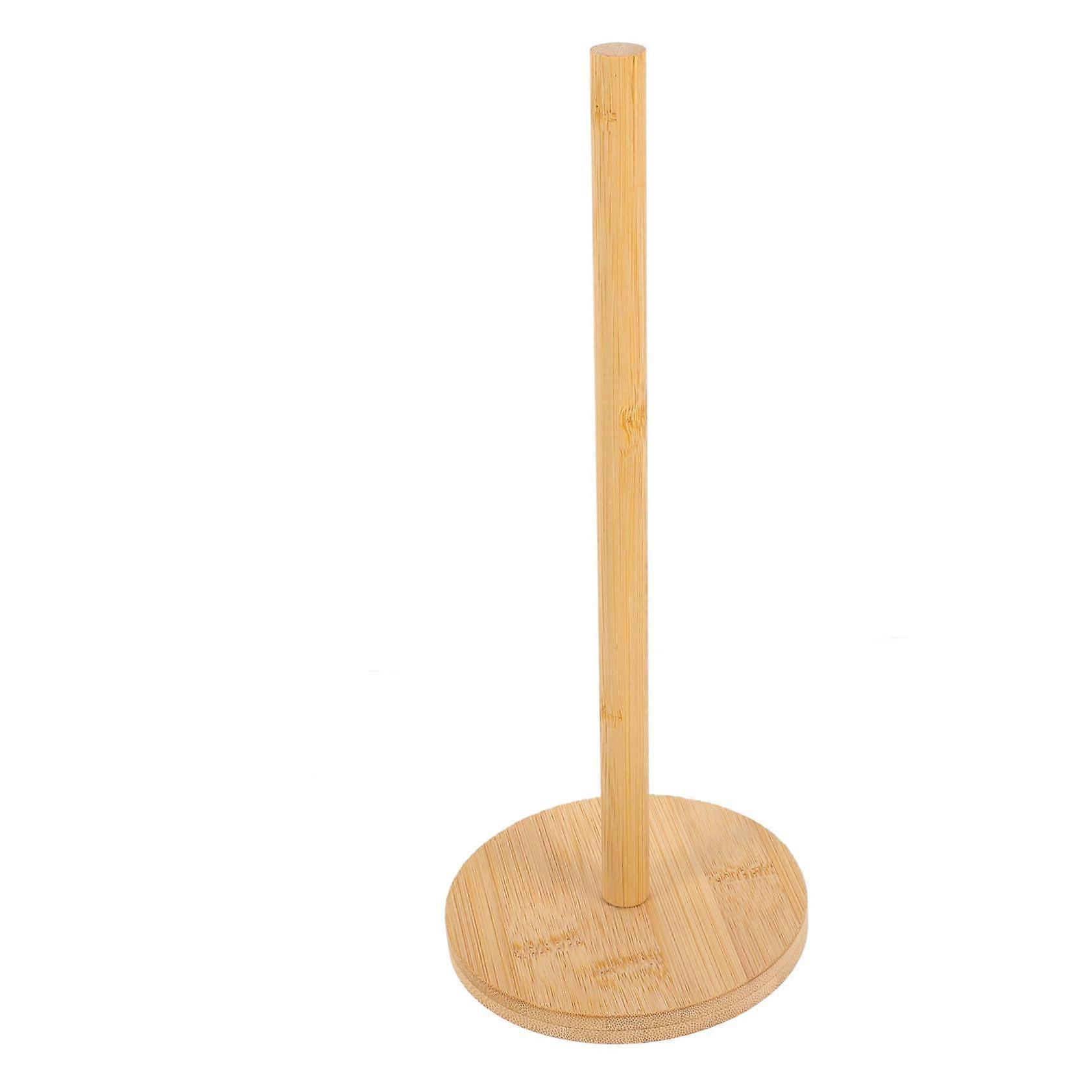 Bamboo Paper Towel Holder Vertical SpaceSaving Countertop Stand for Kitchen and Bathroom
