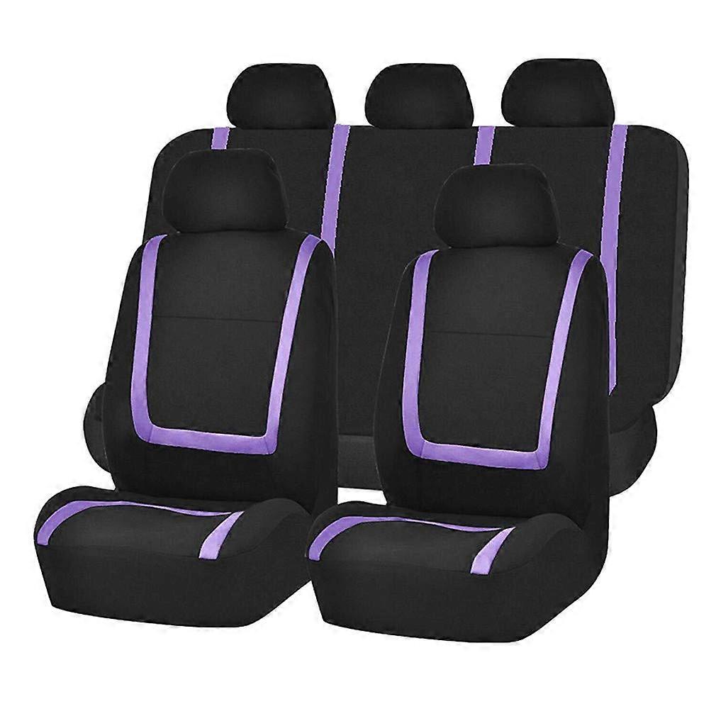 Car Seat Covers Full Set Universal Fit Front and Rear Washable Polyester Protector Purple