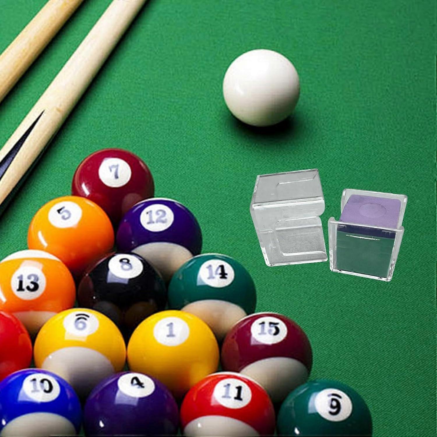 Clear Acrylic Pool Cue Chalk Holder Box with Elegant Cube Design for Accurate Cue Control