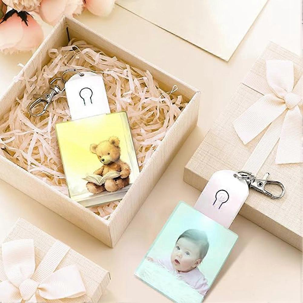 10 Pcs LED Sublimation Blank Keychain Acrylic Lighted Transfer Rectangular DIY Keychain