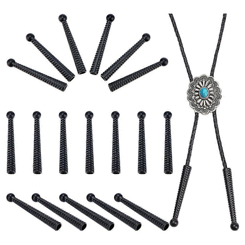 20pcs Alloy Cord Ends Cone Black 50x7mm Hole: 5.5mm
