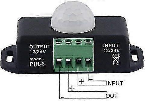 12V/24V LED Infrared Motion Sensor Dimmer Switch Motion Function Automatic Controller for LED Strip Lights  Black