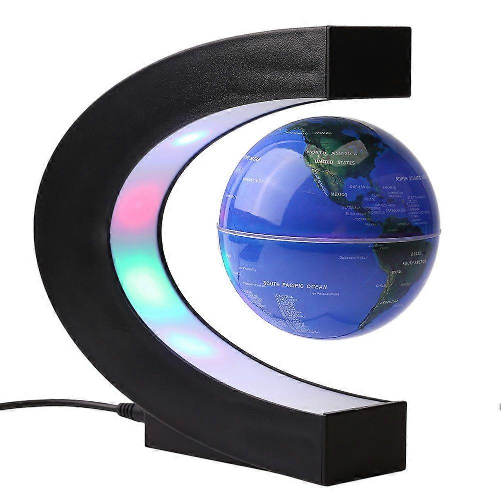 Magnetic Levitating Globe C Shape with FourColor LED Lights Floating World Map Desk Decor US Plug