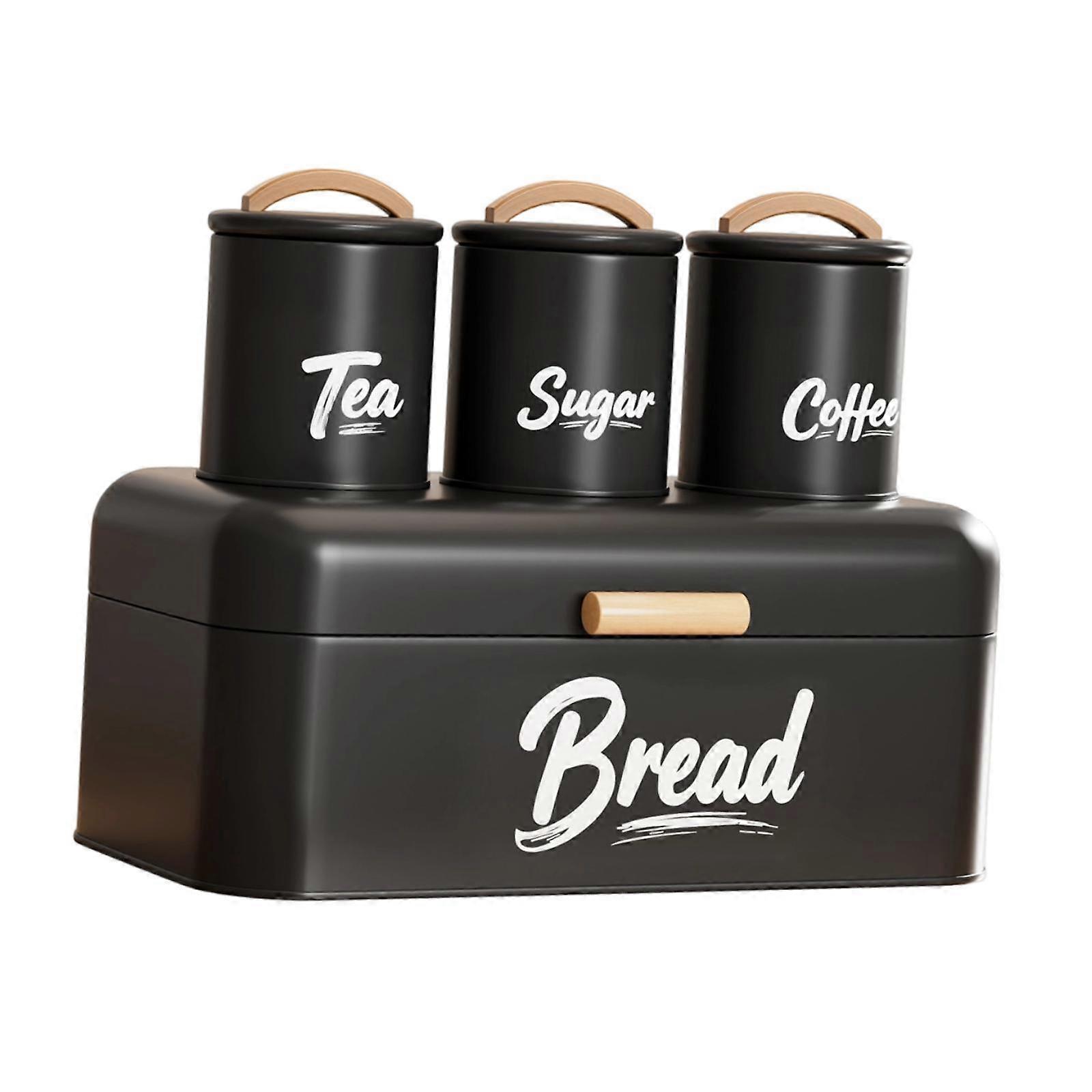 Bread Box with Kitchen Canisters Set Coffee Tea Sugar Container, Practical,