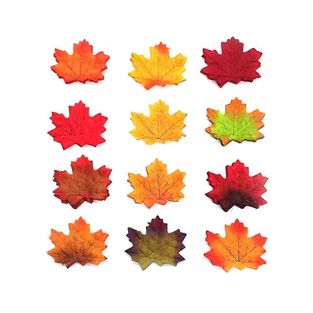 Autumn Leaf Artificial Cloth Maple Leaves Multicolor 100Pcs for Decoration