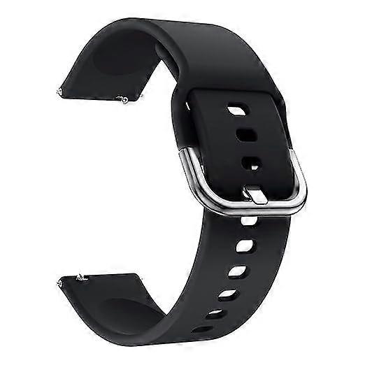 22mm Black Silicone Smartwatch Band Quick Release Waterproof Adjustable Replacement Strap