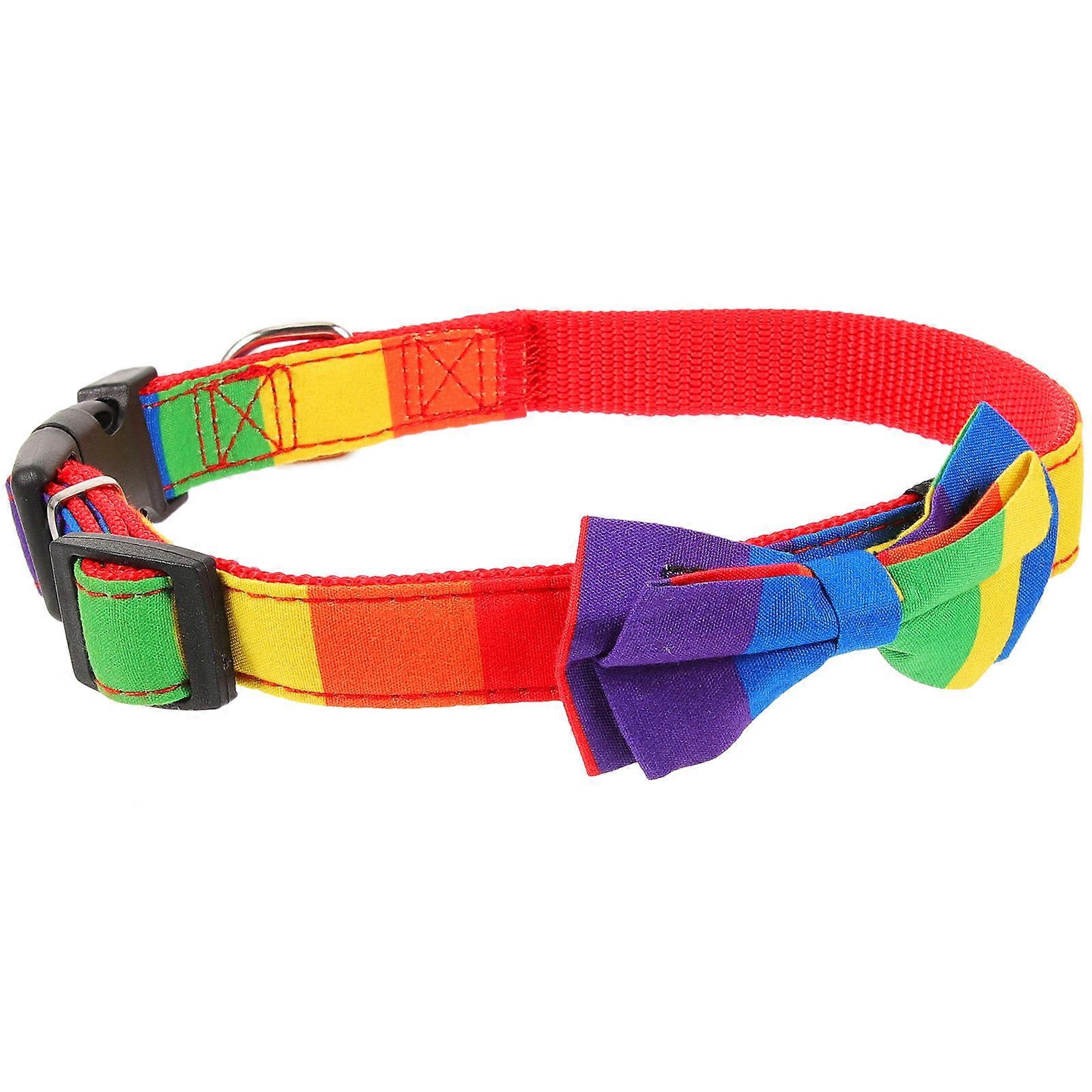 Rainbow Dog Collar Small Adjustable Collar with 5Pcs Pet Fabric Set