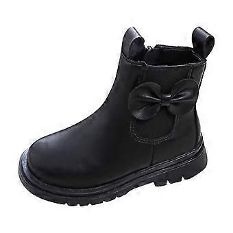 Girls Boots,Leather Short NonBreathable Footwear for Girls,Toddler Boots,Z01 Black,11-11.5 Years