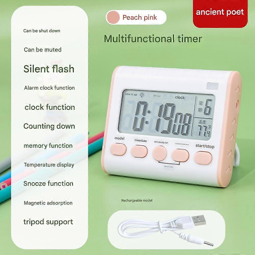 Student Countdown Timer, Clock Calendar, Silent Flash Thermometer, Chargeable