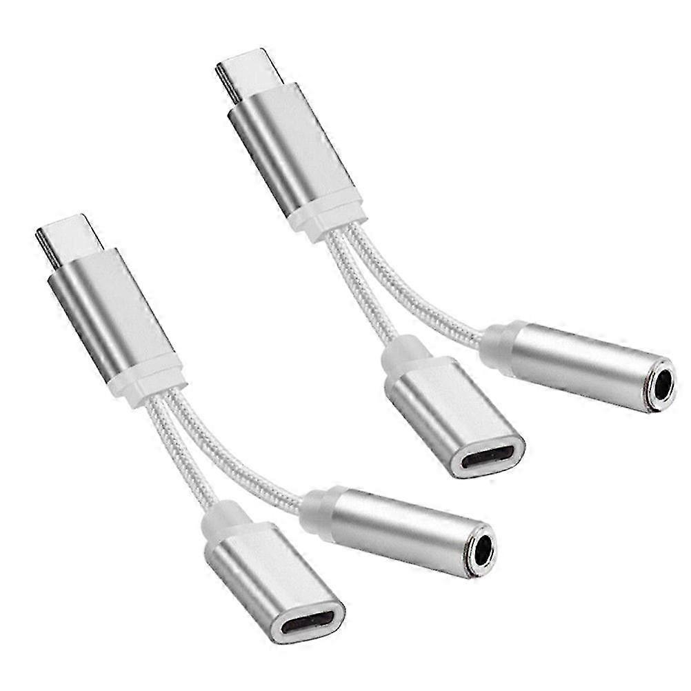 2pcs Handy Type c Audio Charging and Earphone Adapters