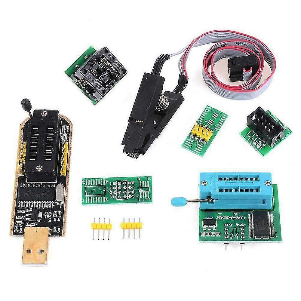 USB-programmerer CH341A med SOIC8 testklips og adapter for I6R6