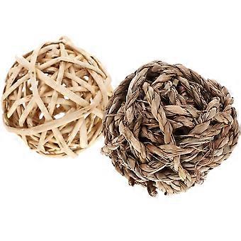 2Pcs Kaninchen Kauen Spielzeug Kaninchen Leckereien Meerschweinchen Spielzeug Kleine Haustiere Kauen Bälle Gras Bälle