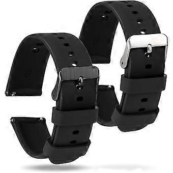 2 Silikon-Uhrenarmbänder, weiche Gummi-Ersatzarmbänder mit Schnellverschluss für Damen und Herren
