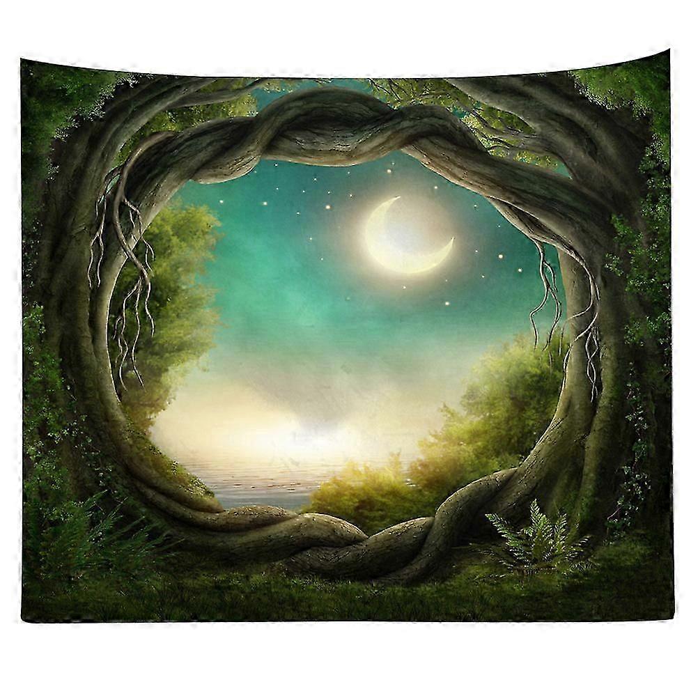 Forest Pattern Tapestry Wall Hanging Decor, Green, 2 Pack - 150x100cm Polyester, Photo Backdrop for Home
