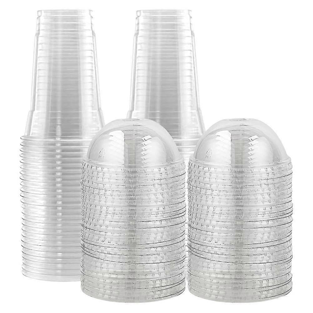 50Pcs Transparent Juice Cups Multi-function Plastic Cups Disposable Fruit Cups With Lids