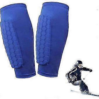 Pair Honeycomb Padded Shock Absorbing Calf Protective Sleeves, Breathable Elastic Leg Guards for Ski Football Cycling Sports Training ss