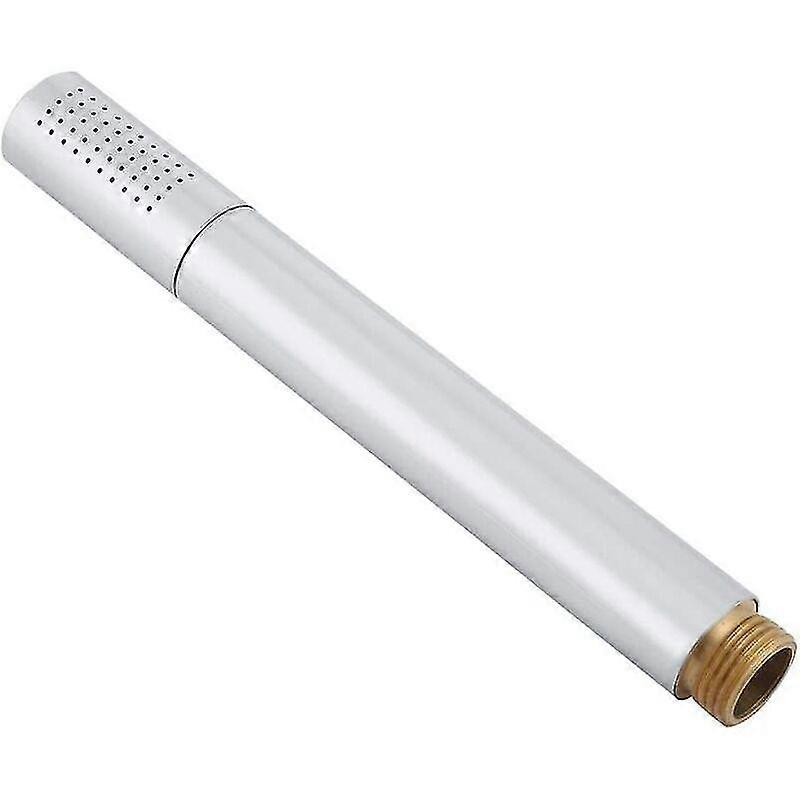 Polished Silver Copper Cylindrical Hand Held Shower Head compatible with Bathroom