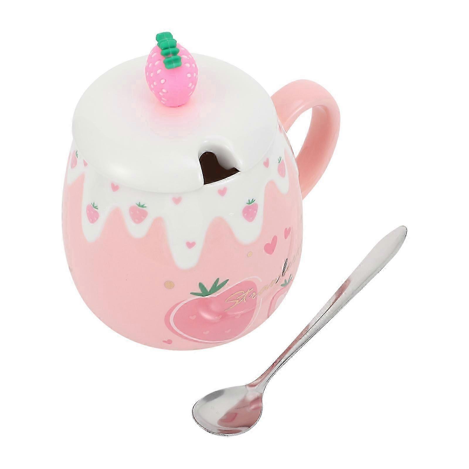 Strawberry Ceramic Drinking Cup for Coffee with 1Set Cup