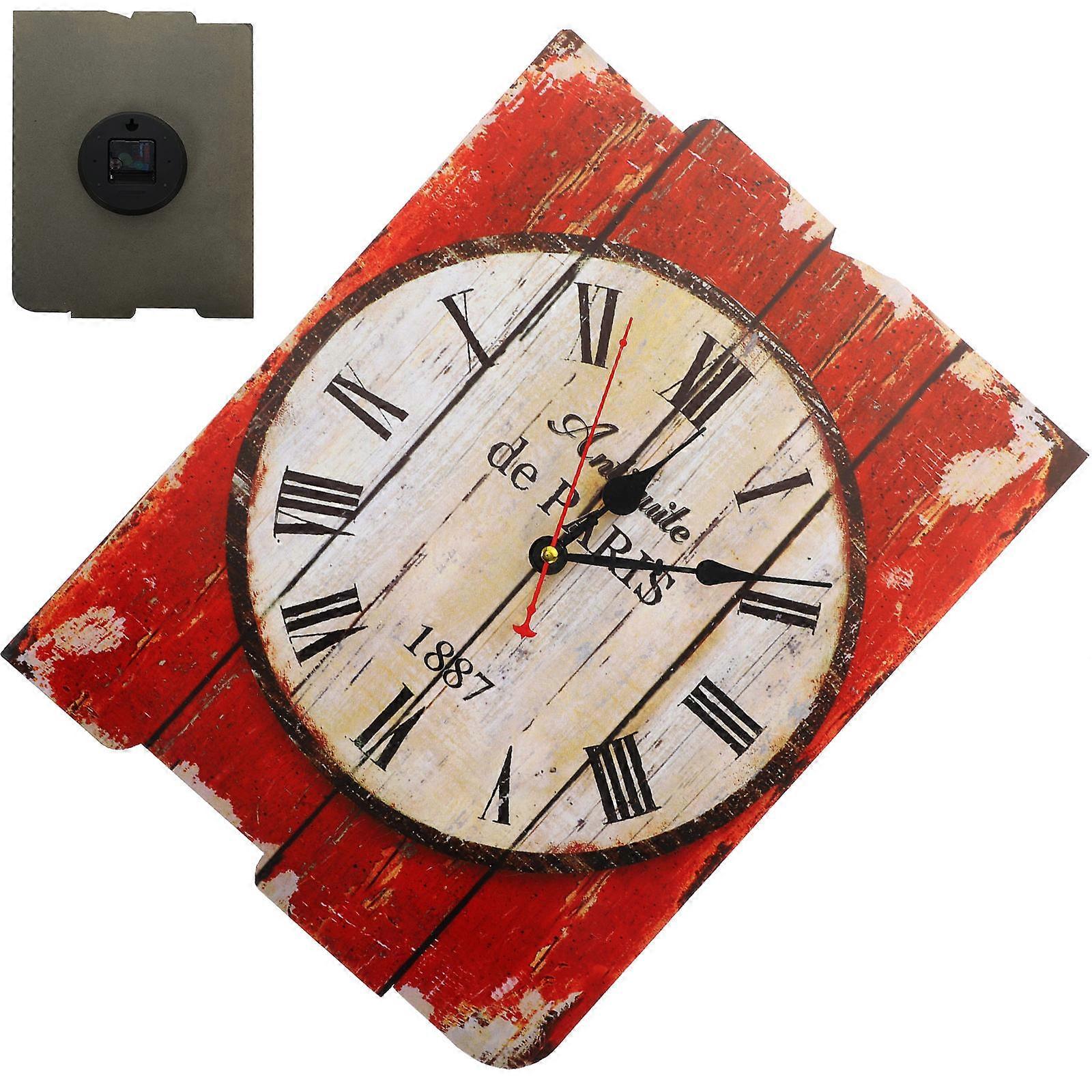 Rustic Wall Clock Decoration Household Hanging Clock Creative Wooden Clock