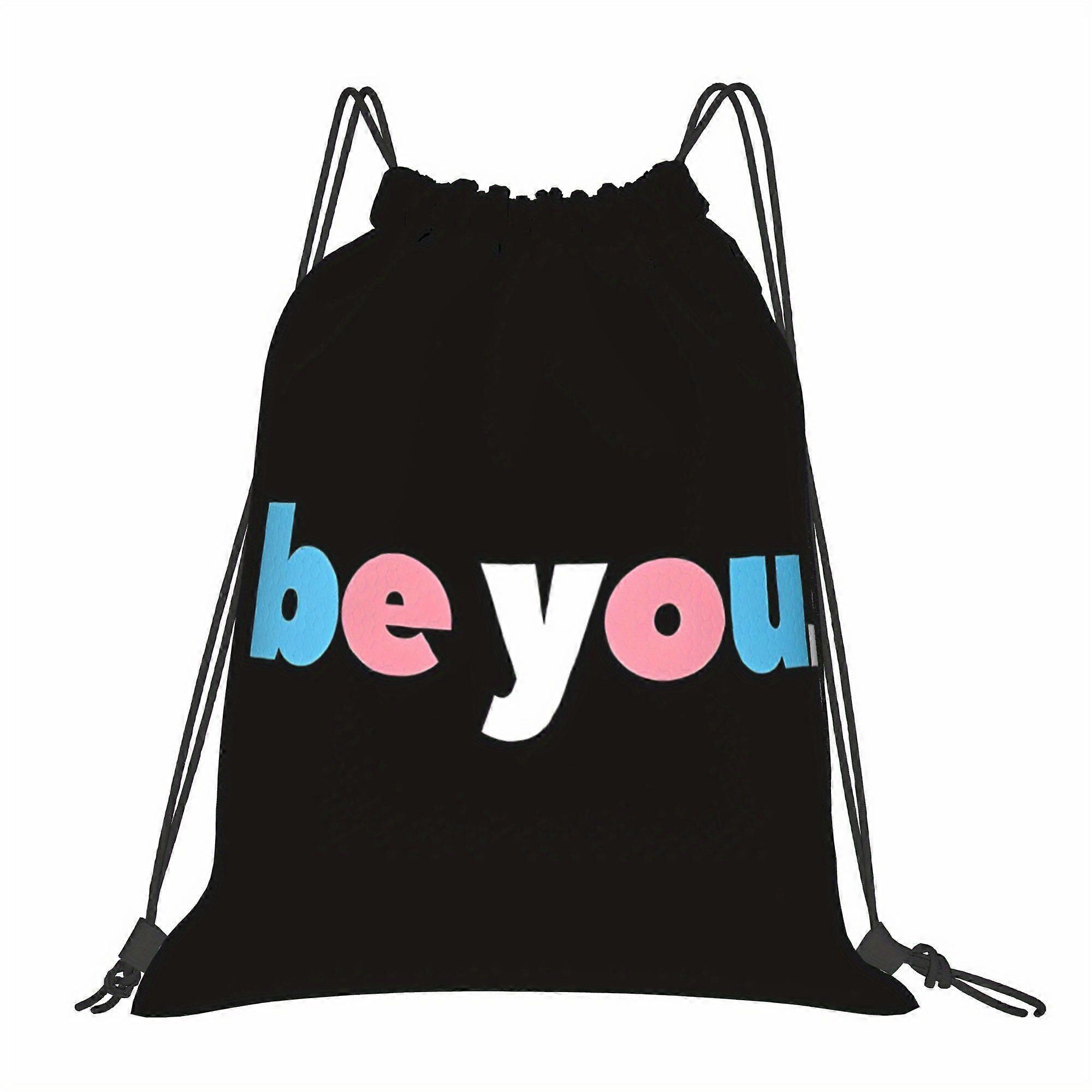 2D Flat Drawstring Bag, Be Yourself Transgender Pride Pouch-Cqazw