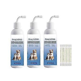 Ohrenreinigungsspülung für Hunde und Katzen, 100 ml, alkoholfrei, sanfter Ohrenreiniger zur Entfernung von Ohrenschmalz und Ablagerungen, lindert Juckreiz und unangenehme Ohrenbeschwerden.