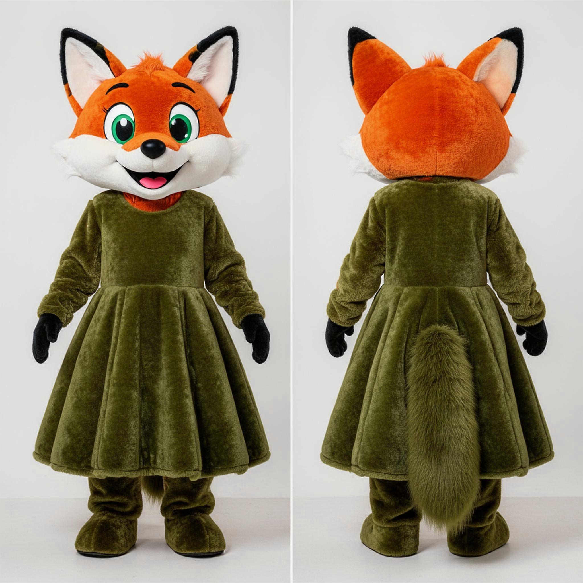 MASTICOT Olive Fur Dress Fox Mascot