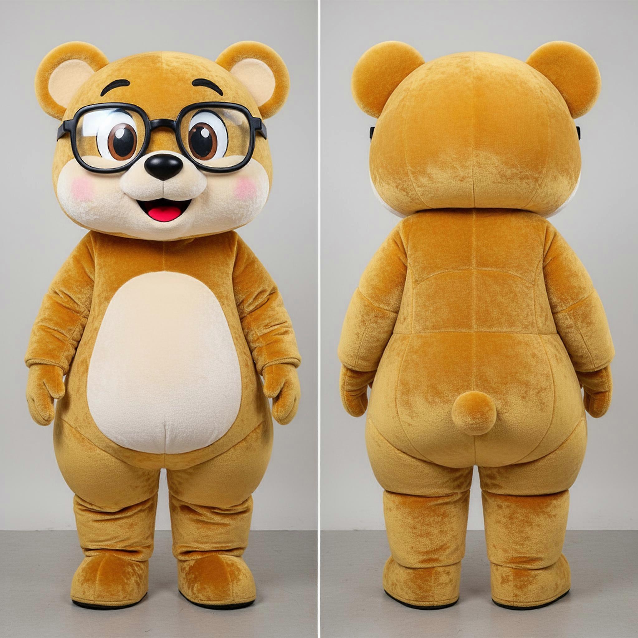 MASTICOT Golden Furry Spectacled Bear Mascot