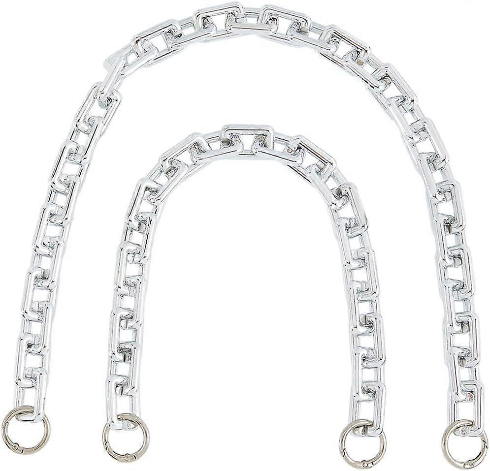 2Pcs 2 Styles CCB Plastic Rectangle Link Purse Chains Bag Replacement Platinum 403~603mm 1pc/style