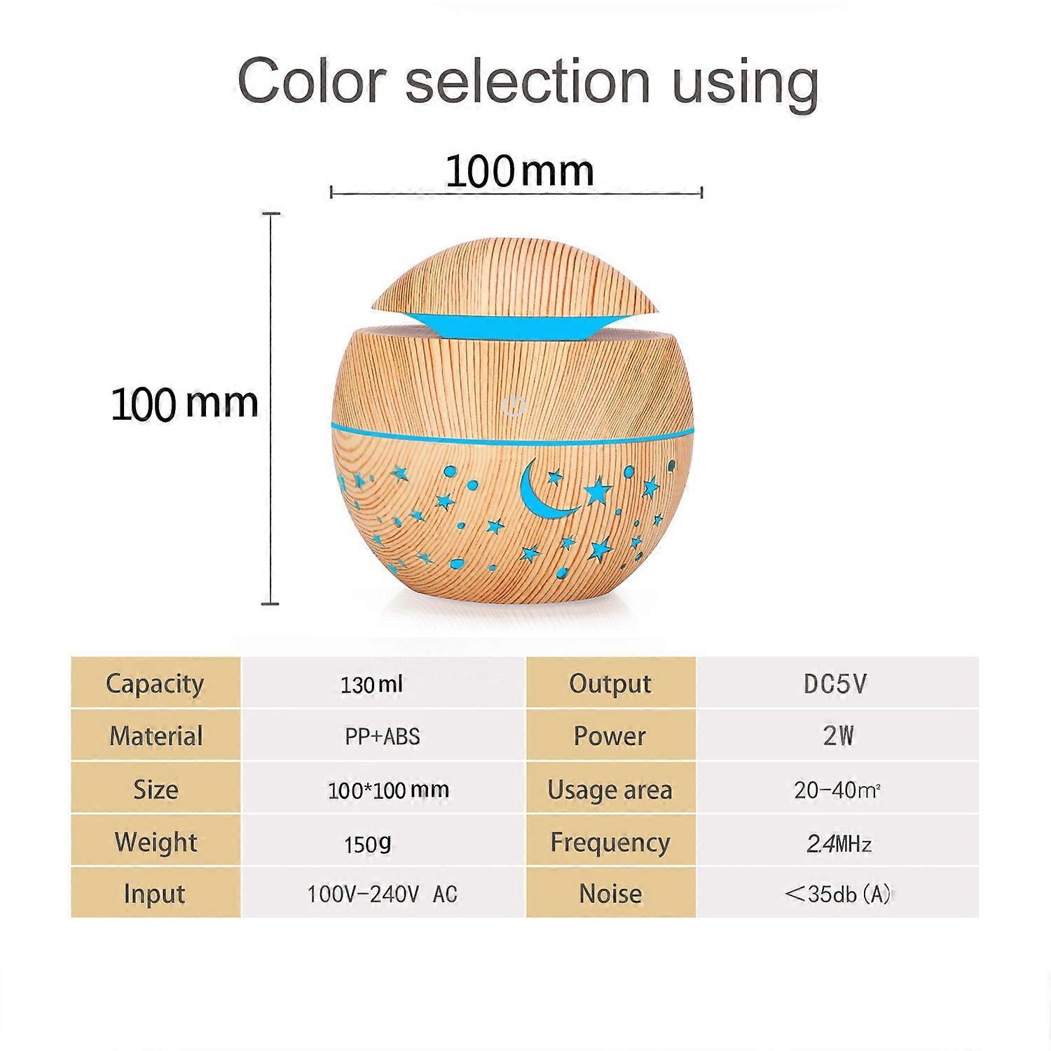 pc Essential Oil Diffuser, Aromatherapy Diffuser Humidifier, 130ML, 7 Lights, Spherical Shape, Starry Sky Pattern