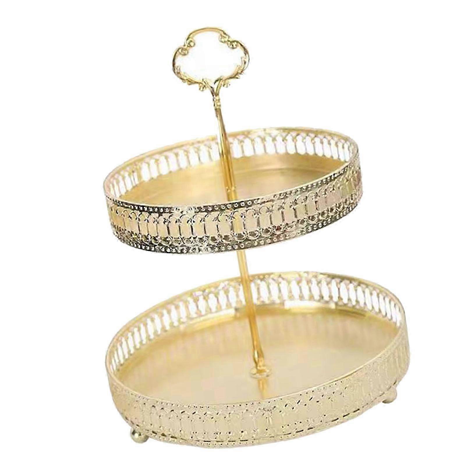 Double Layer Copper Gold Dessert Tray