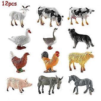 Statuette di animali da fattoria, giocattoli realistici con animali in carrozza, 12 pezzi 6T5R Decorazione