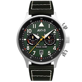 Hawker Hurricane, Tortoiseshell Dual Time, Merville Men's Watch Japanese Quartz Analog with Cowhide Bracelet AV-4088-02