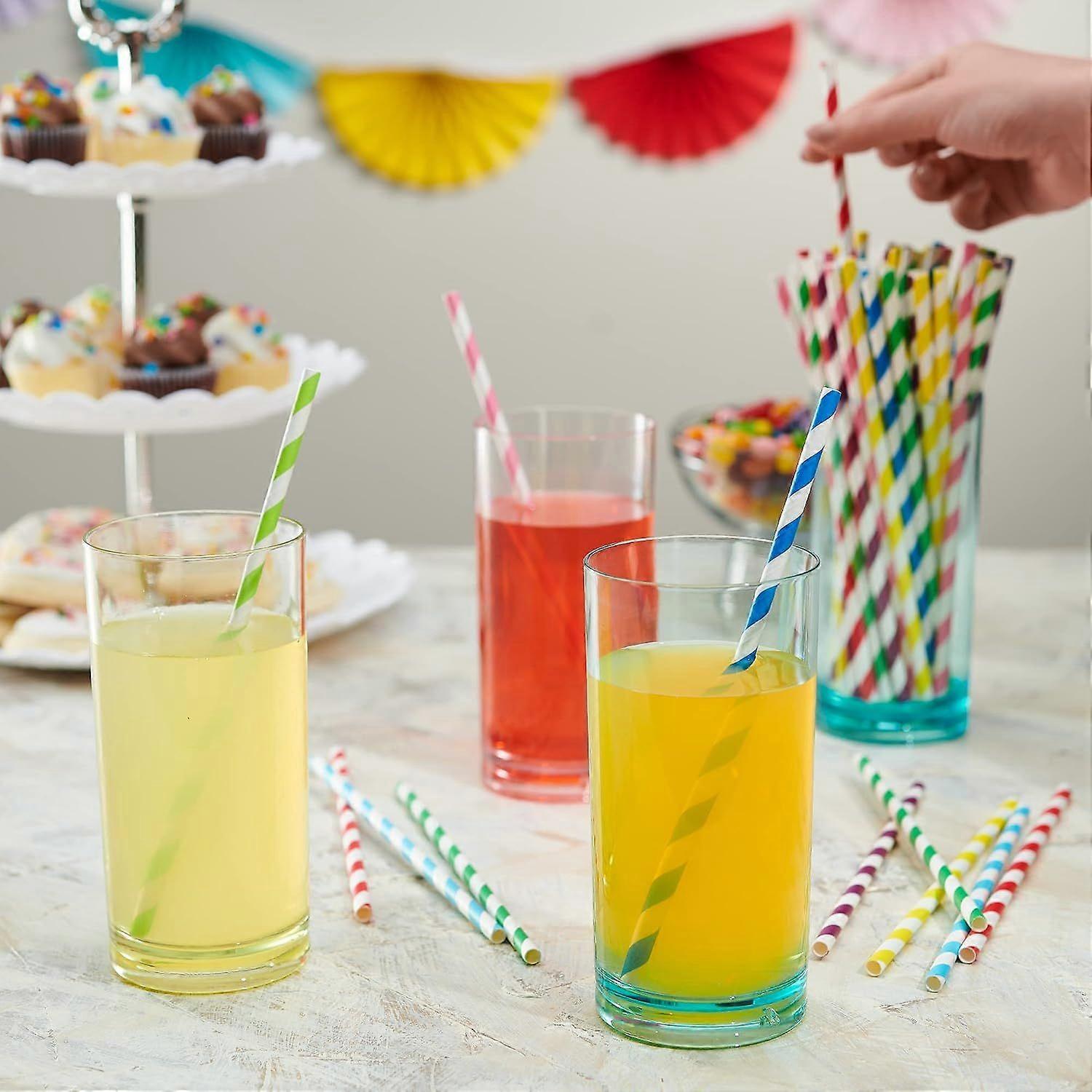 Striped Paper Straws Biodegradable Assorted Straws 200 pcs