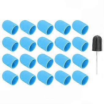 Nail Drill Bit Sanding Caps & Polishing Bands Set - 16 Piece Blue Sanding Bands for Nail Drill, 16x25mm for Grinding & Polishing