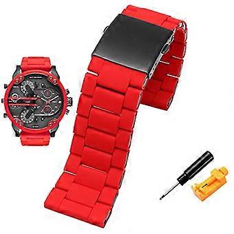 28mm White Black Quick Swap Adjustable Fit Stainless Steel Watch Band for Diesel DZ7370 DZ7395 DZ7430 DZ7396