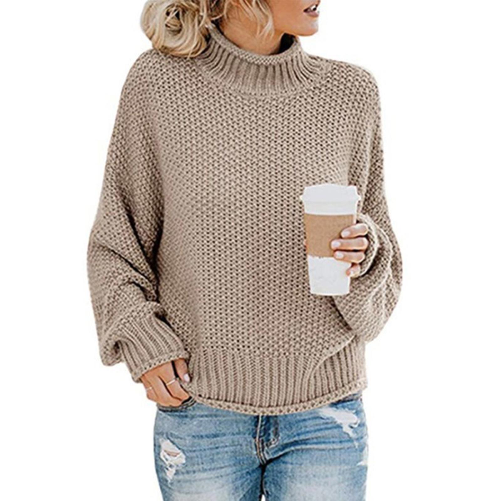 Mujer Knit Turtleneck Twist Winter Warm Sweater Pullover Coat